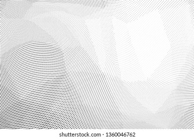 Light grunge halftone dots pattern texture background. Low poly design. Modern dotted black and white vector illustration. Abstract wavy lines. Triangular polygon backdrop