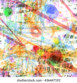 Light grunge texture. Spots, thin curved lines, sharp-angled elements such as spines or thorns, streaks and scratches. Abstract seamless vector background. 
For fabric, wrapping paper, printing.