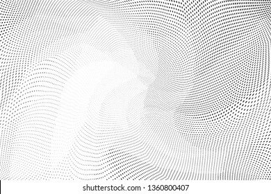 Light grungy halftone dots pattern texture background. Low poly design. Modern dotted black and white vector illustration. Abstract wavy lines. Triangular polygon backdrop