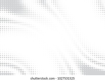 Light Halftone Background for Web Layout. White and Grey Half Tone Vector Pattern with Dots and Gradient Lines