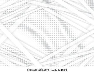 Light Halftone Background for Web Layout. White and Grey Half Tone Vector Pattern with Dots and Gradient Lines