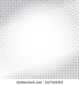 Light Halftone Background for Web Layout. Half Tone Vector Pattern. White and Grey Speed Line with Waves