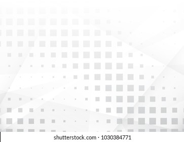 Light Halftone Background for Web Layout. White and Grey Half Tone Vector Pattern with Dots, Beams and Gradient Lines