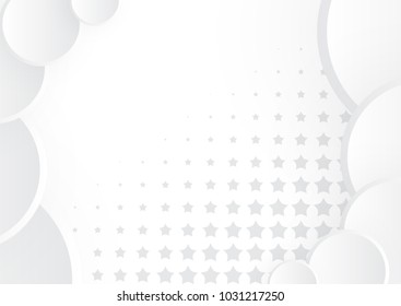 Light Halftone Background for Web Layout. White and Grey Half Tone Vector Pattern with Stars and Gradient Circles