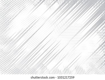 Light Halftone Background for Web Layout. Half Tone Vector Pattern. White and Grey Speed Line or Fast Motion Background
