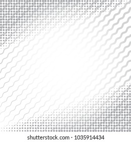 Light Halftone Background for Web Layout. Half Tone Vector Pattern. White and Grey Speed Line with Waves