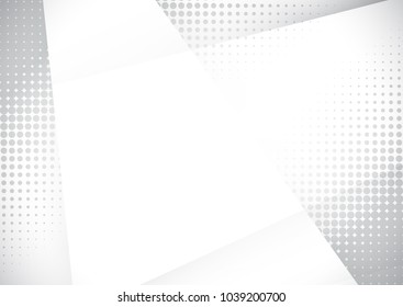 Light Halftone Background for Web Layout. White and Grey Half Tone Vector Pattern with Dots and Gradient Lines