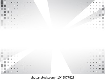 Light Halftone Background for Web Layout. Half Tone Geometrical Vector Pattern. White and Grey Square Dots and Gradient Lines