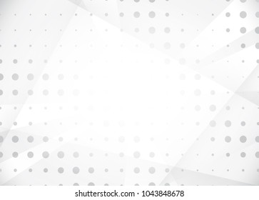 Light Halftone Background for Web Layout. White and Grey Half Tone Vector Pattern with Dots and Gradient Lines