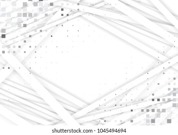 Light Halftone Background for Web Layout. Half Tone Geometrical Vector Pattern. White and Grey Square Dots and Gradient Lines