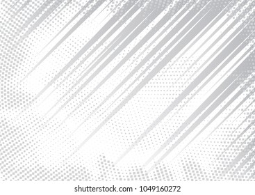 Light Halftone Background for Web Layout. Half Tone Vector Pattern. White and Grey Speed Line or Fast Motion Background