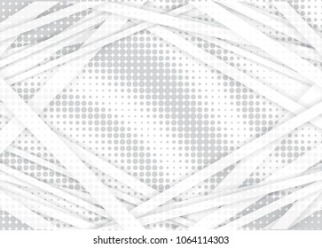 Light Halftone Background for Web Layout. White and Grey Half Tone Vector Pattern with Dots and Gradient Lines