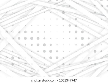 Light Halftone Background for Web Layout. White and Grey Half Tone Vector Pattern with Dots and Gradient Lines