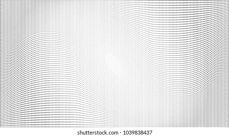 Light halftone dots pattern texture 
background. Modern vector illustration. Abstract curves. Points backdrop. Grungy spotted pattern. Monochrome template for web design, covers, web sites, banners
