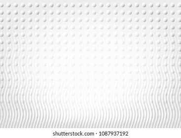 Light Halftone Futuristic Background for Web Layout. White and Grey Half Tone Vector Pattern with Dots and Gradient Waves