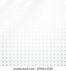 Light Halftone Futuristic Background for Web Layout. White and Grey Half Tone Vector Pattern with Dots and Gradient Waves