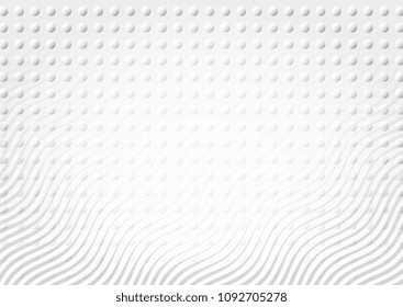 Light Halftone Futuristic Background for Web Layout. White and Grey Half Tone Vector Pattern with Dots and Gradient Waves