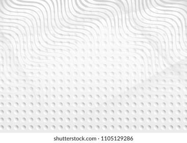 Light Halftone Futuristic Background for Web Layout. White and Grey Half Tone Vector Pattern with Dots and Gradient Waves