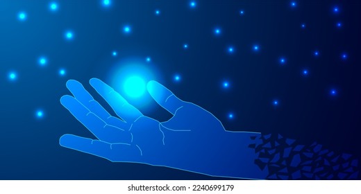 Light hand of future technology illustration