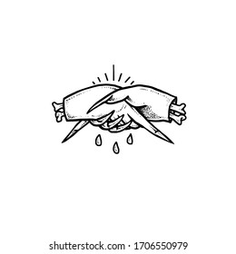 Light Handshake tattoo Vector design illustration 