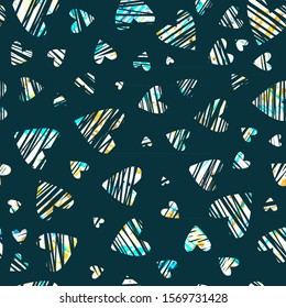Light hatching herts on dark backdrop. Seamless texture. Abstract vector background for web page, banners backdrop, fabric, home decor, wrapping, romantic design