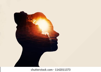 The Light Head. Power of mind concept.