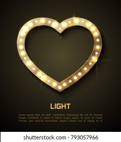 Light in Heart. Retro Style Banner Hollywood Film Romantic for your design. Vector illustration eps 10