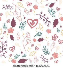 Light heart seamless floral pattern