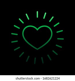 Nolan-Symbol aus hellem Herzen. Einfache dünne Linie, Vektorillustration von Heartbeat-Symbolen für i und ux, Website oder mobile Anwendungen