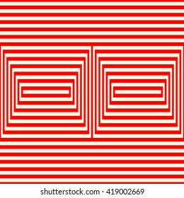 Light and heavy striped red white pattern. Abstract repeated rectangles. Geometric figures texture background. Vector illustration