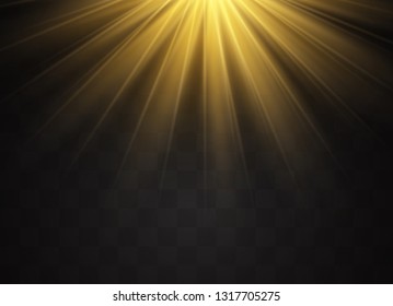 Light highlight yellow special effect with rays of light and magic sparkles. Sun Ray . Glow transparent vector light effect set, explosion, shine, spark, solar flare.