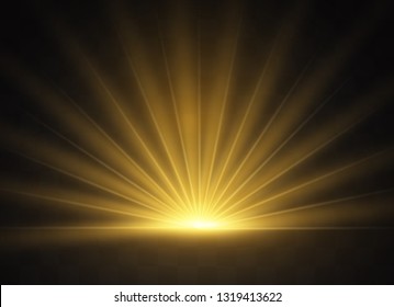 Light highlight yellow special effect with rays of light and magic sparkles. Sun Ray . Glow transparent vector light effect set, explosion, shine, spark, solar flare.