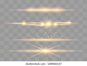 Light highlight yellow special effect with rays of light and magic sparkles. Sun Ray . Glow transparent vector light effect set, explosion, shine, spark, solar flare.