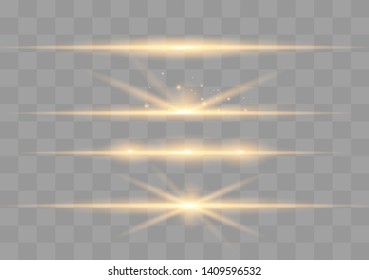 Light highlight yellow special effect with rays of light and magic sparkles. Sun Ray . Glow transparent vector light effect set, explosion, shine, spark, solar flare.
