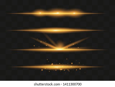 Light highlight yellow special effect with rays of light and magic sparkles. Sun Ray . Glow transparent vector light effect set, explosion, shine, spark, solar flare.