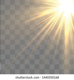 Light highlight yellow special effect with rays of light and magic sparkles. Sun Ray .