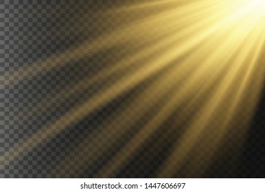 Light highlight yellow special effect with rays of light and magic sparkles. Sun Ray .