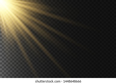 Light highlight yellow special effect with rays of light and magic sparkles. Sun Ray .