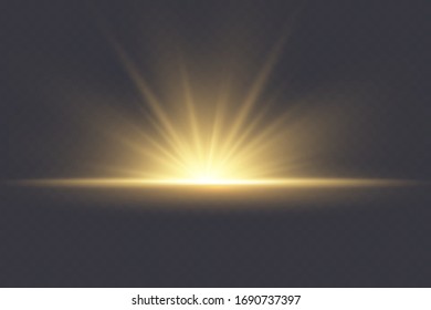 Light highlight yellow special effect with rays of light and magic sparkles. Sun Ray . Glow transparent vector light effect set, explosion, shine, spark, solar flare