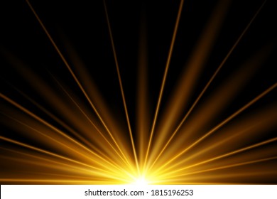 Light highlight yellow special effect with rays of light and magic sparkles. Sun Ray . Glow transparent vector light effect set, explosion, shine, spark, solar flare