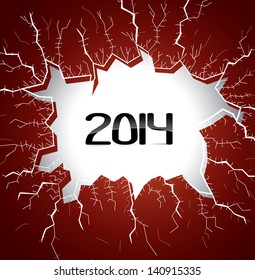 light hole with cracks with year 2014, illustration