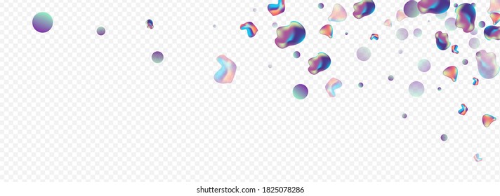 Fondo Panorámico Transparente Geométrico Vector Holográfico Claro. Pancarta digital 3d. Diseño de burbujas de salpicaduras irlandesas. Ilustración cósmica neón.