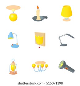 Light for home icons set. Cartoon illustration of 9 light for home vector icons for web