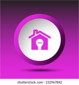 Luz en casa. Botón plástico. Ilustración vectorial.