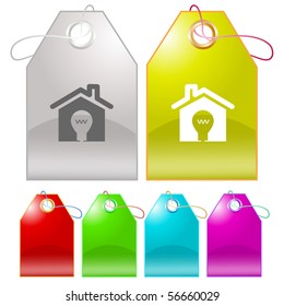 Light in home. Vector tags.