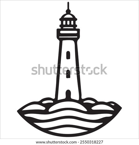 light house black and white vector,Black and white silhouette of a lighthouse,Different sea guiding light houses buildings,Searchlight tower icons,Black and white silhouette of a lighthouse