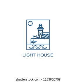 Light house building border monoline icon