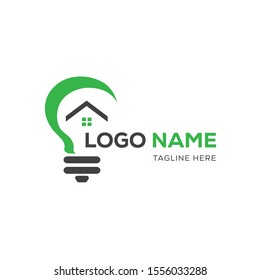 light house light bulb is the logo and element of the combination of the bulb with the shape of the house. a combination of symbols and signs between the house and light intended for estate, energy