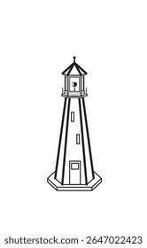 Light house by the sea with a white background NOT IA