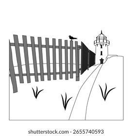 Light house by the sea with a white background not ia